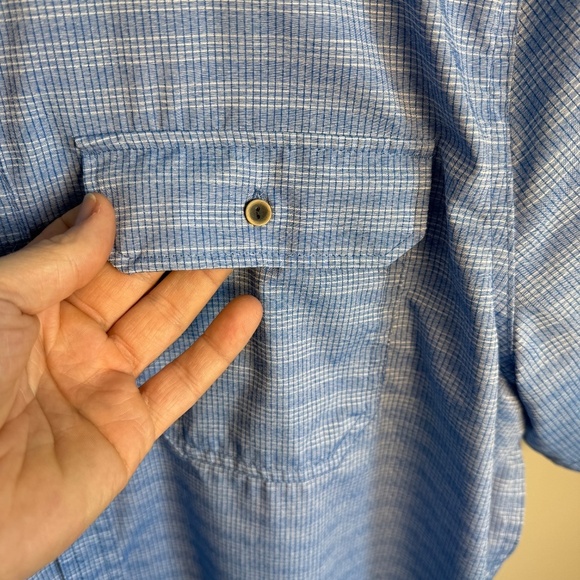 GERRY Men's‎ Short Sleeve Micro-Check Button Up Shirt Blue Size XXL Flap Pockets - Picture 6 of 13